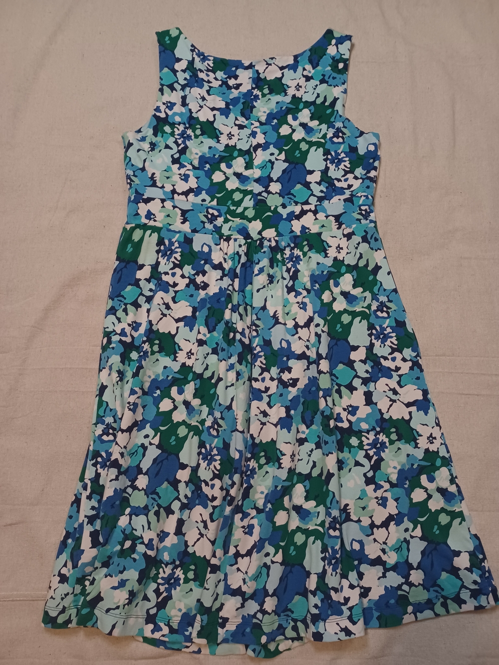 Lands' End Blue & Green Floral Sleeveless Dress Women's Size Medium - Picture 4 of 7